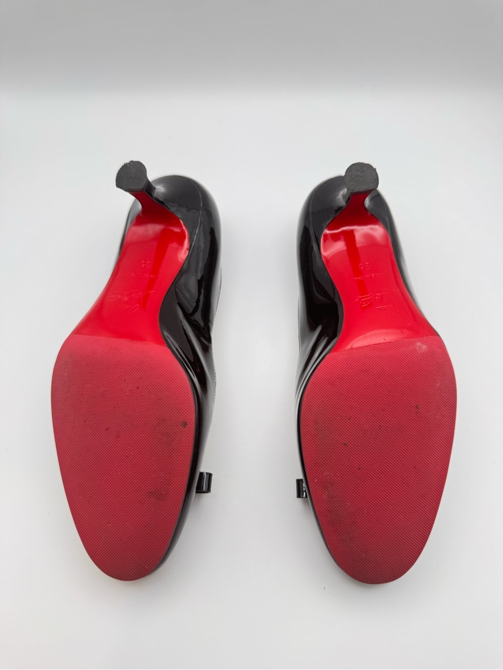 Christian Louboutin Marcia Nodo 55 Black Patent Leather Bow Heels Sz 36 W/Box - Picture 10 of 11